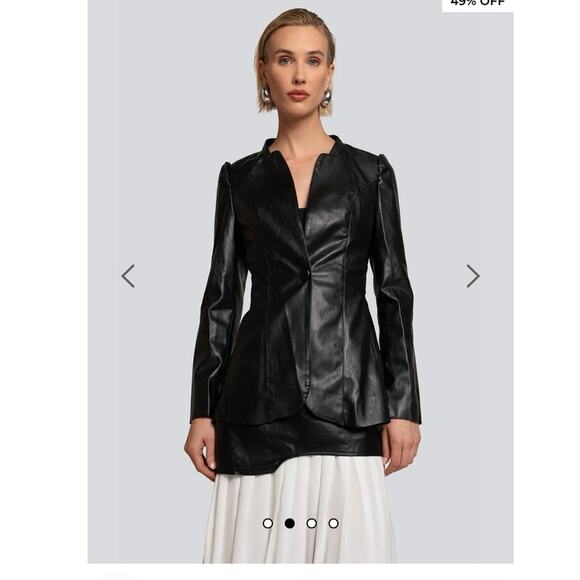 GLORY CONNECTION AMANDA BUTTONED SCULPTED SILHOUETTE LEATHER BLAZER - Picture 1 of 6